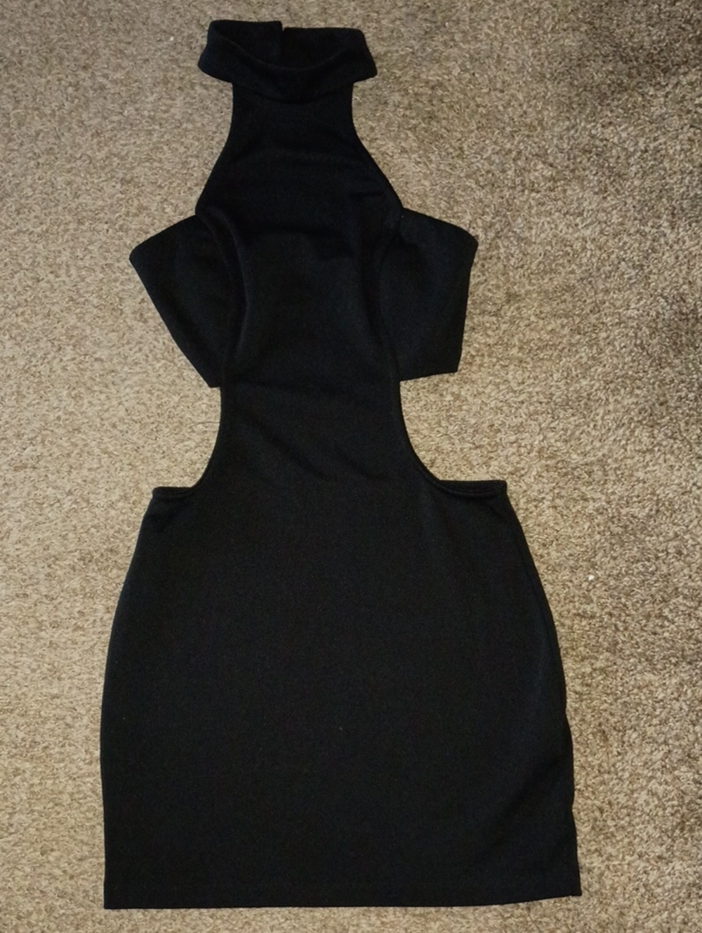 Rhapsody Black Backless Cutout Turtleneck Bodycon Dress